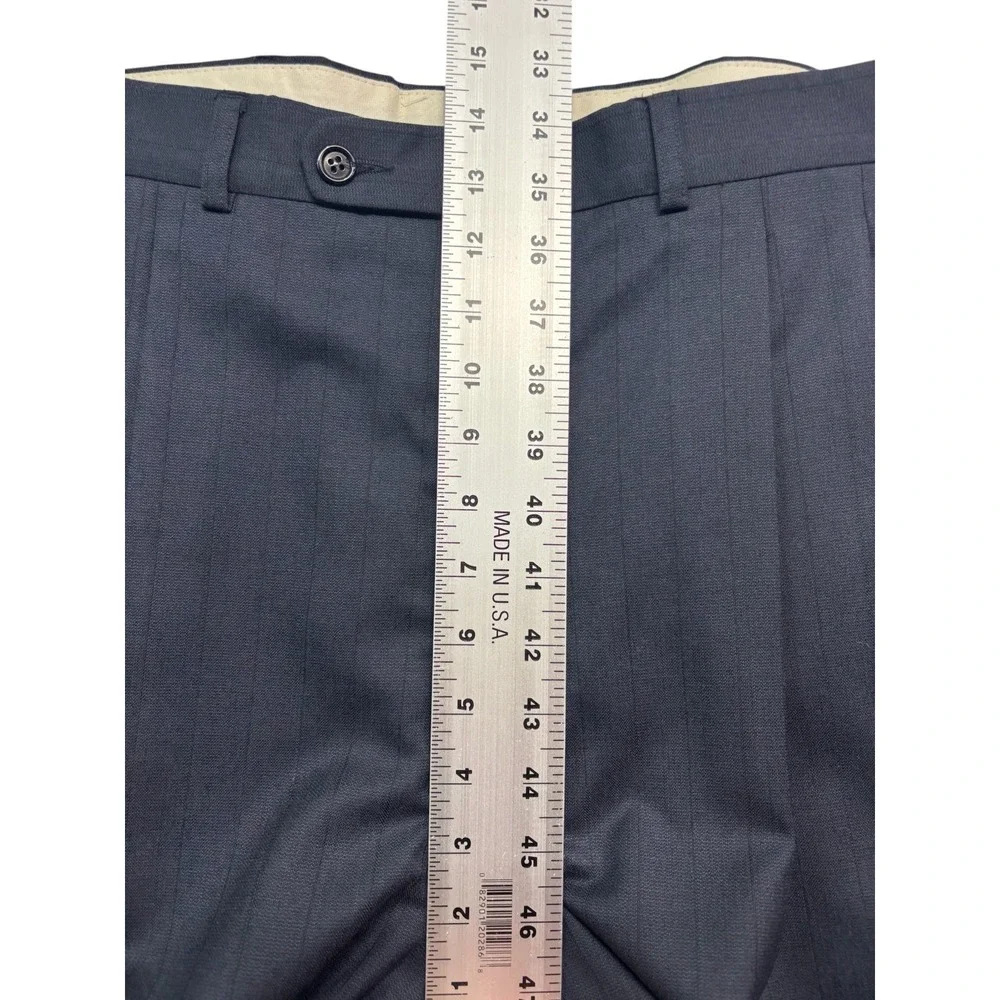 vtg 90s Yves Saint Laurent 42L 36x32 Navy Double Breasted 2pc Pant Suit Wool